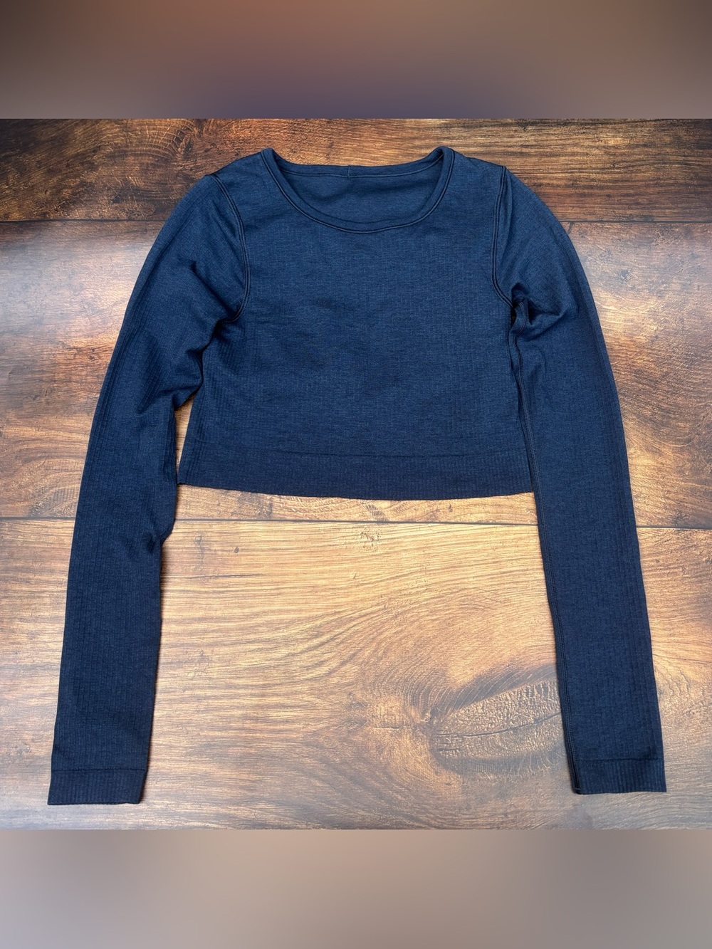 Lululemon Ebb To Street Cropped Long Sleeve Shirt In True Navy Size 6